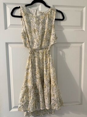 Floral Sleeveless Yellow Cream Dress